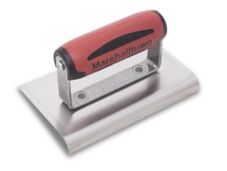 Marshalltown M155SSD 6\" x 4\" Stainless Steel Curved Edger - DuraSoft Handle